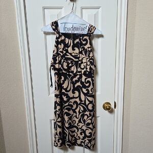 Enfocus Studio Black and Tan Patterned Dress